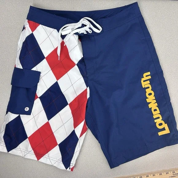 Loudmouth Board Shorts Men's 32 X 11 Red White Blue Swim Trunks‎