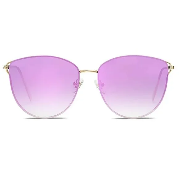 Round frame flat lens Sunglasses