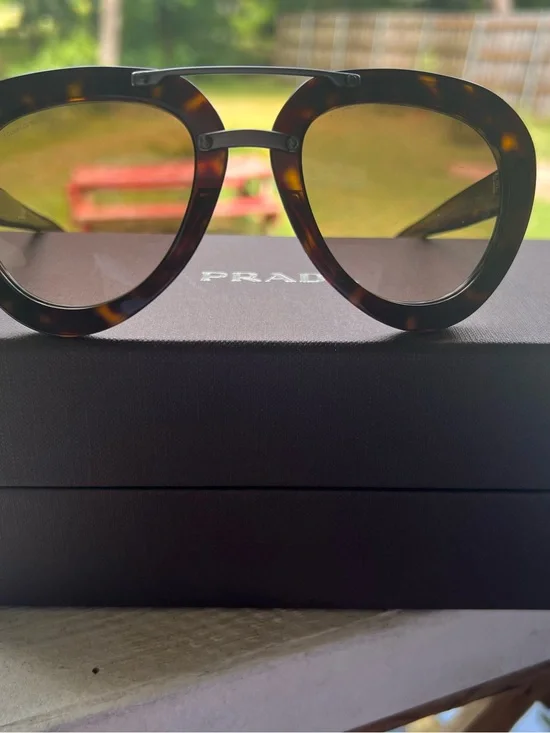 Prada Tortoiseshell Frame Sunglasses with Brown Gradient Lenses