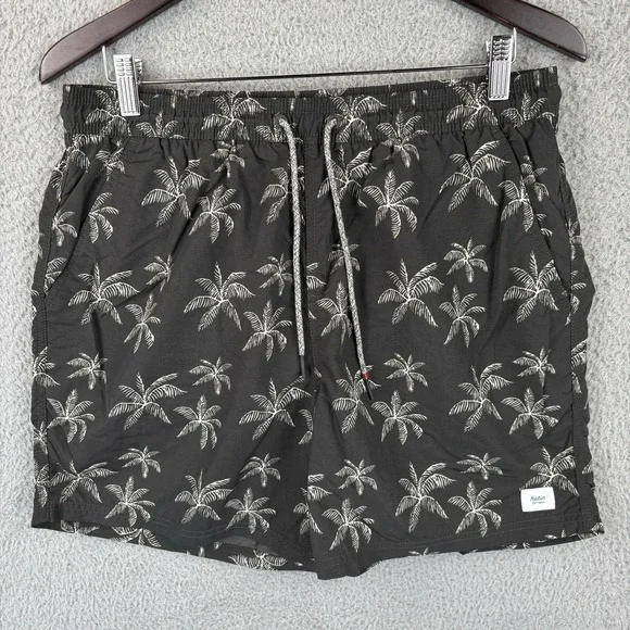 Katin Board Shorts Mens Large Black 34x6 Palm Tree Tropical Swim Trunks Beach