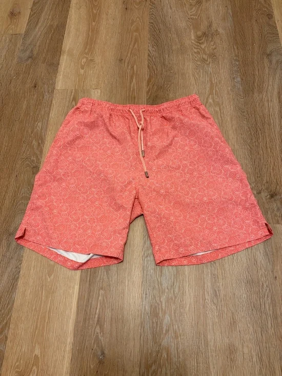 Peter Millar Coral Patterned Men’s Swim Trunks