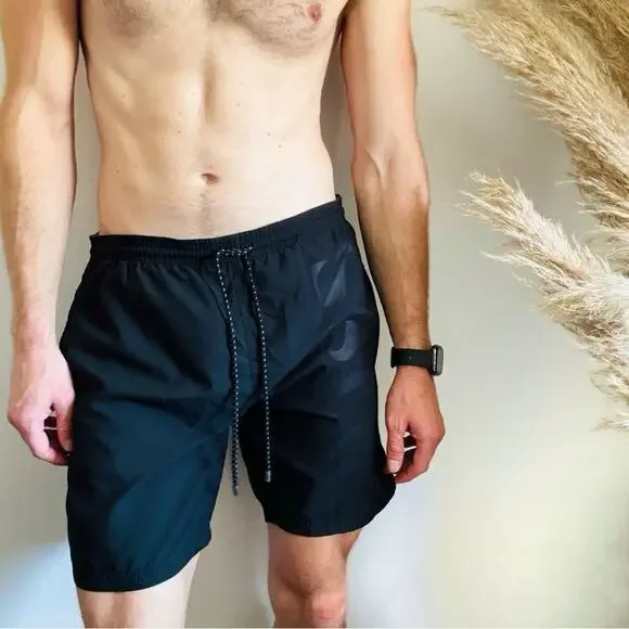 MENS HUGO BOSS Black Casual Athletic Tie Waist Transitional Swim Board Shorts S