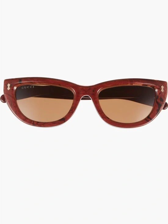 Gucci Women’s Red Tortoiseshell Cat-Eye Sunglasses with Brown Lenses
