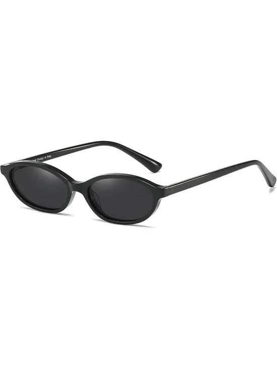 Chic Vintage 90s Oval Cat Eye Polarized Sunglasses for Women, Small/Medium Fit