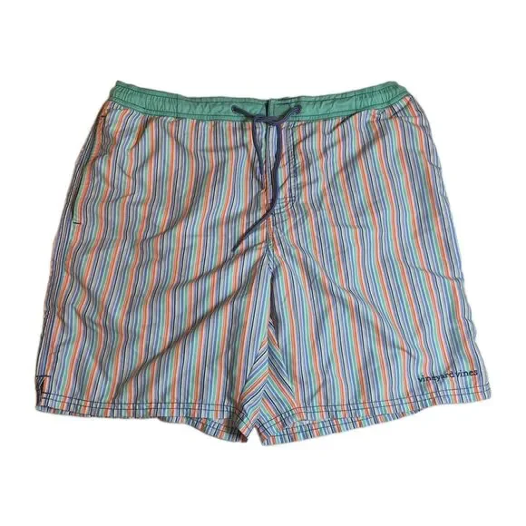 Vineyard Vines Men's Swim Trunks Size M Striped Pockets Zip Hook&Loop Drawstring