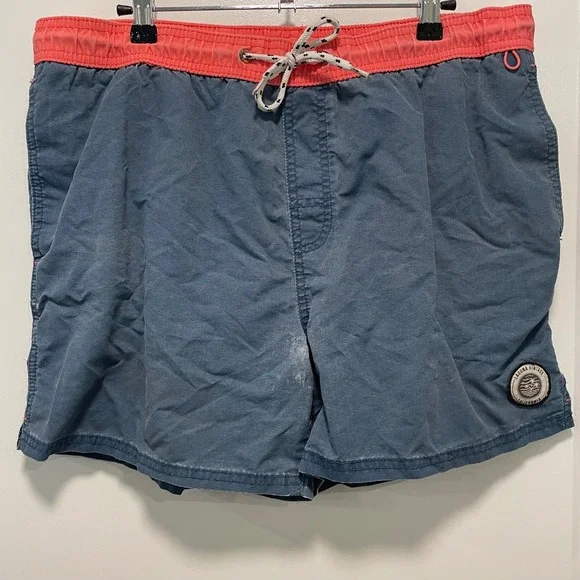 Cedarwood State Mens Swim Trunks Medium Navy Blue Coral Pink Mesh Lined Shorts
