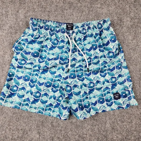 Spicy Tuna Mens Blue Geometric Honeycomb Swim Trunks Board Shorts Size Large