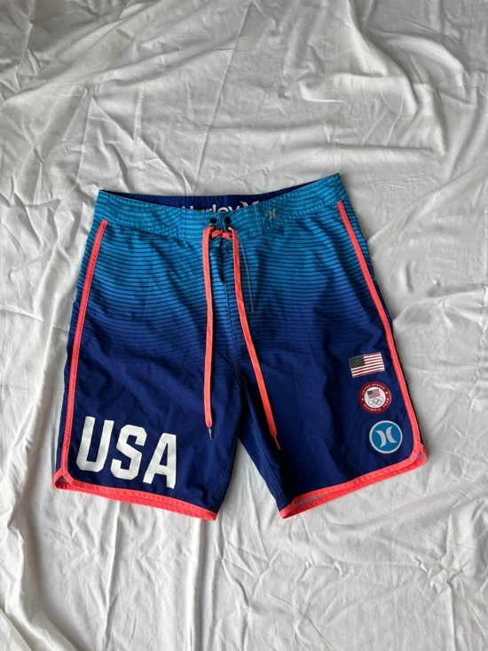 Hurley Navy and Light Blue 2016 Olympics Special Edition Swim/Board Shorts