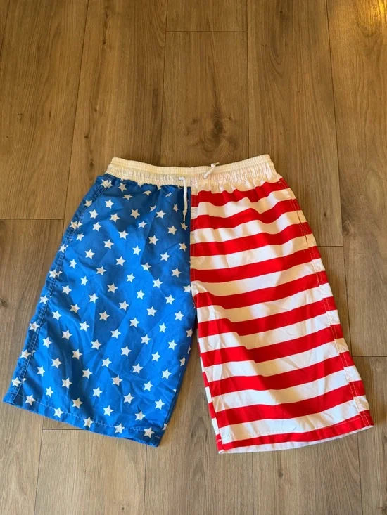Men’s Patriotic Stars & Stripes Swim Shorts - Red, White, Blue