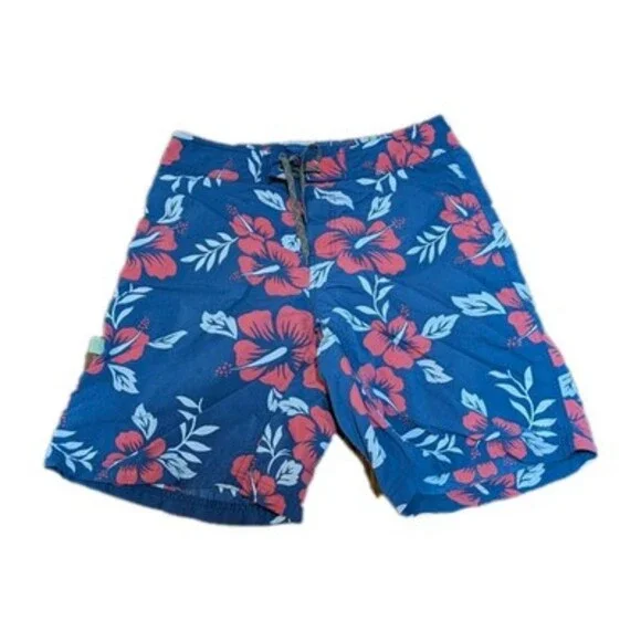 VTG Patagonia Men's 30 Wavefarer Board Shorts Blue Red Hawaiian Swim Y2K - CLEAN
