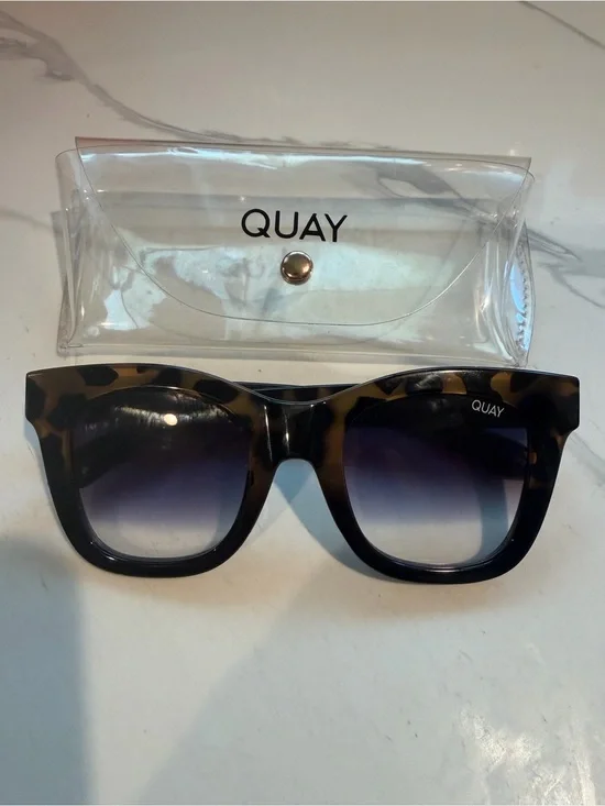 Quay “After Hours” Oversized Tortoiseshell Sunglasses with Gradient Lenses
