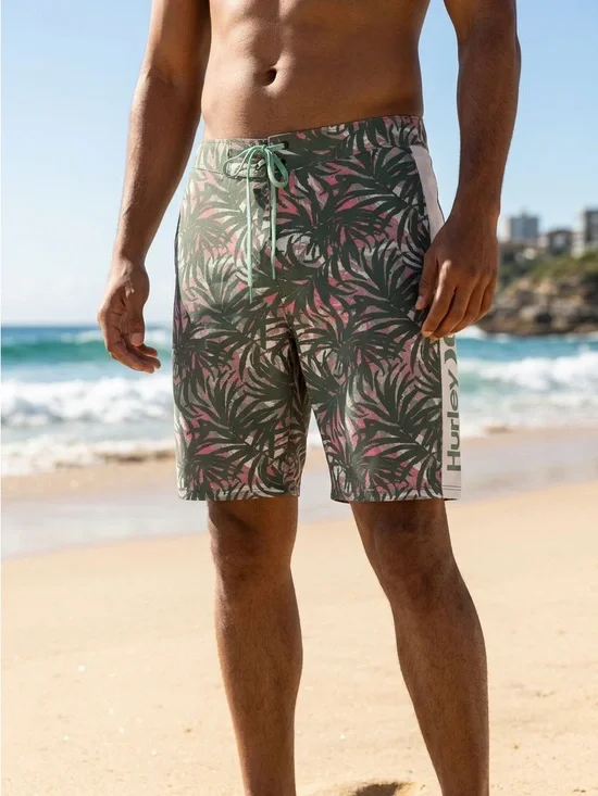 NEW Hurley Tropical Escape Paradise Men's Size 32 Green Board Shorts Swim Trunks