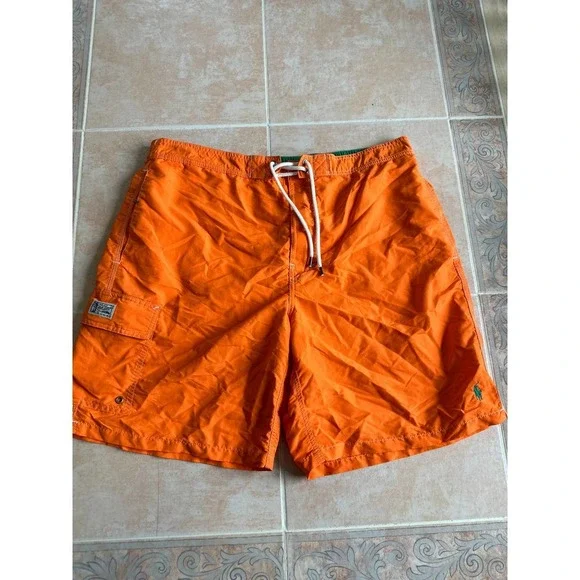 Polo Ralph Lauren Nylon swim Trunks‎ shorts Orange neon Men size XL