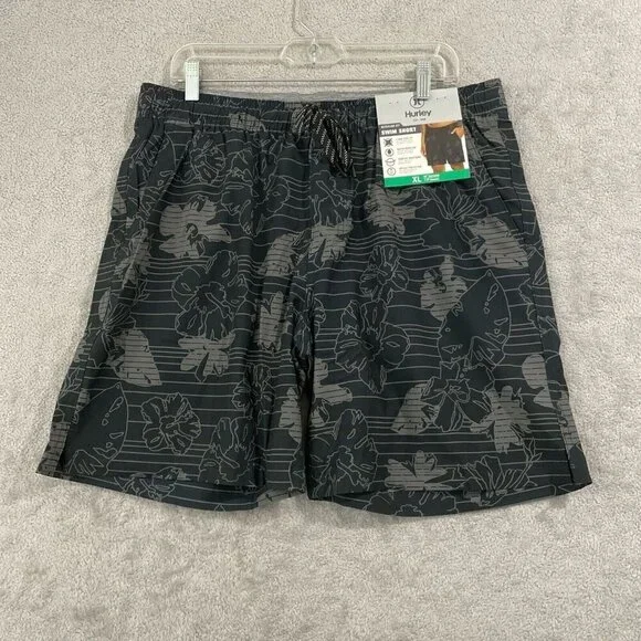 NEW Hurley Men's XL Swim Shorts Tropical  Floral Pattern 4-Way Stretch & Water