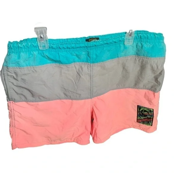 Vintage Men’s Swimming Trunks 80s Instinct Multicolor Colorblock