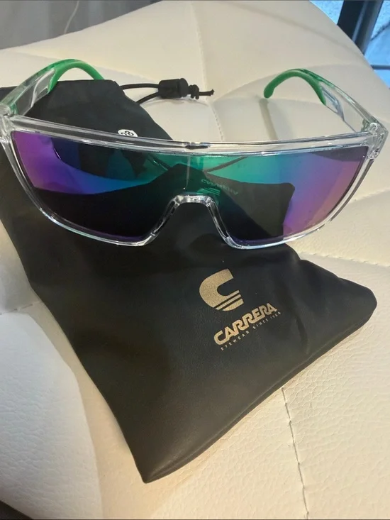Carrera Unisex Mirrored Shield Sunglasses in Green/Purple