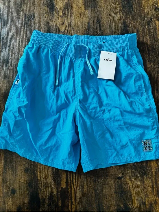 Mens Nike Teal Blue Drawstring Swim Shorts Medium
