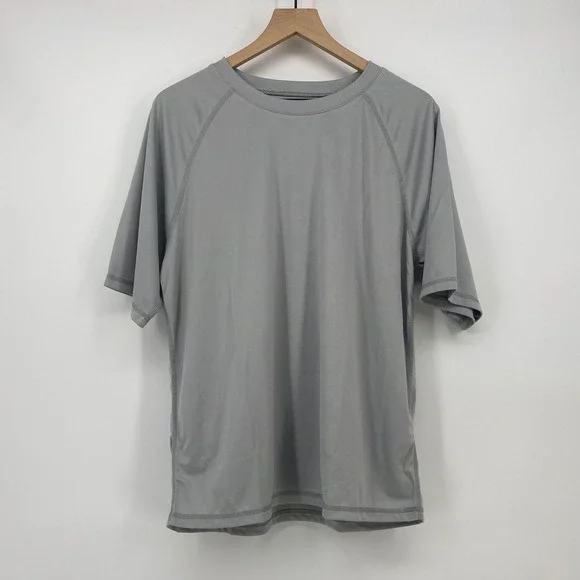 Kanu Surf Rashguard Large Grey UPF 50+ Short Sleeve Swim Shirt NWT 8077