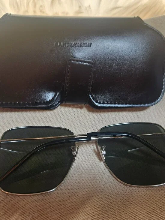 Saint Laurent Gray and Sliver Sunglasses