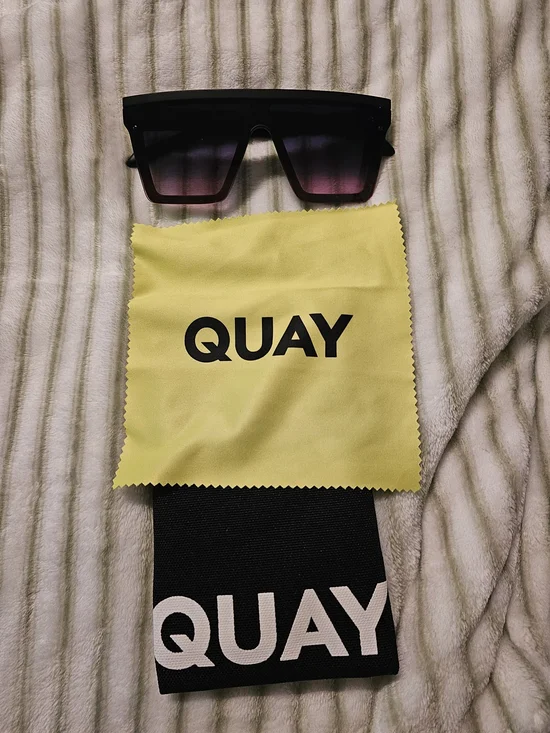 Quay Australia Black Shield Sunglasses with Gradient Purple Lenses