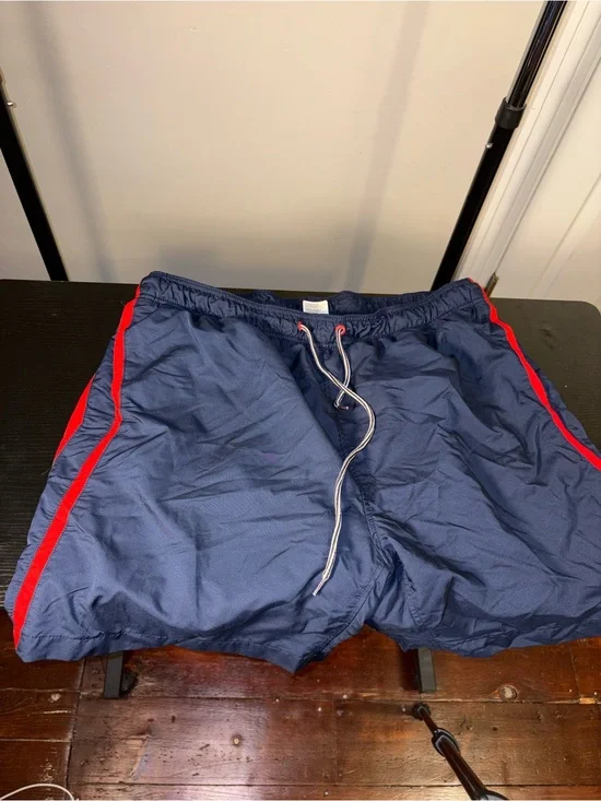 Speedo Navy Swim Trunks with Red Accent
