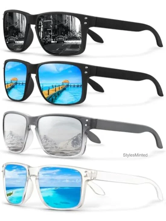 Matte Finish Polarized Square Sunglasses UV Protection for Men Women