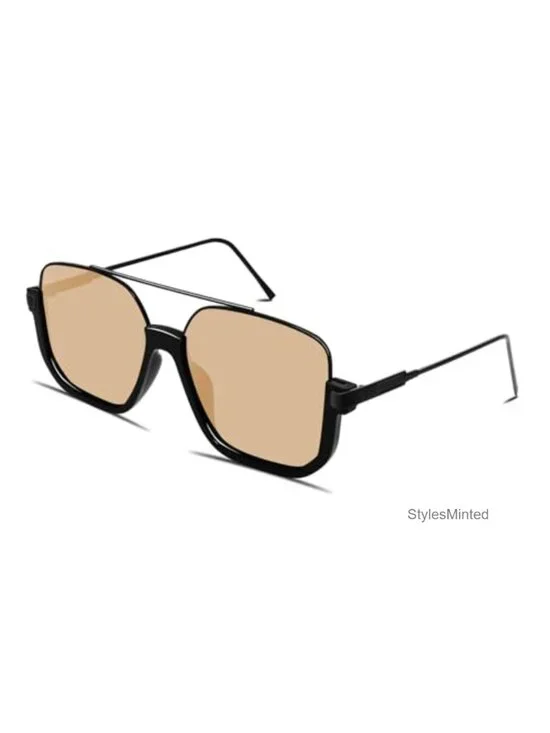 Retro Oversized Aviator Sunglasses Square Double Bridge Pilot Shades