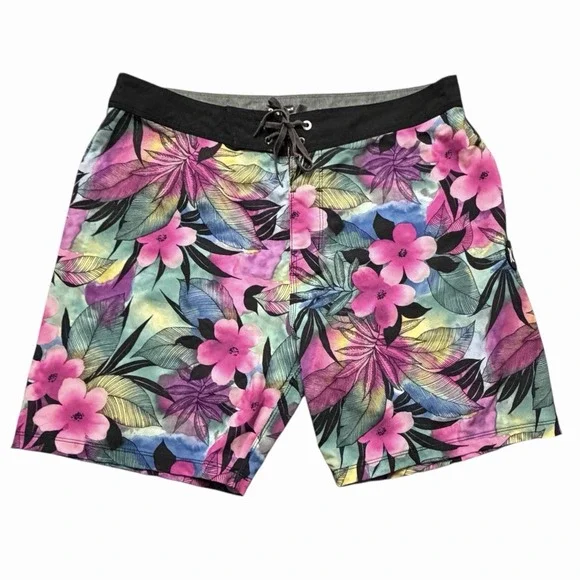 Hurley Phantom Spray Gun Tropical Floral Flower Boardshorts Swim Trunks Size 32‎