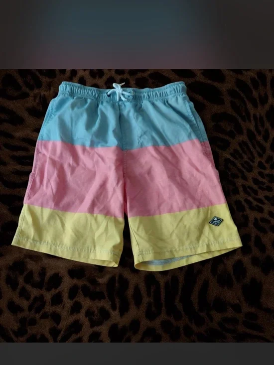 Sperry Blue Pink Yellow Colorblock Swim Trunks