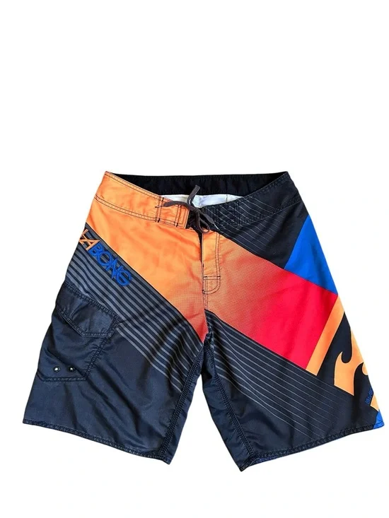 Billabong Men’s Multi-Colored Swim Shorts with Velcro and tie size 34