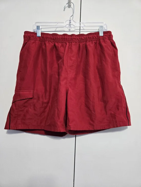 Nike Swim Red Cargo Swim Trunks Men's Large Mesh Lined Board Shorts