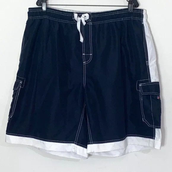 US Apparel Swim Shorts Mens 3XL Navy Blue White Outlander Board Shorts