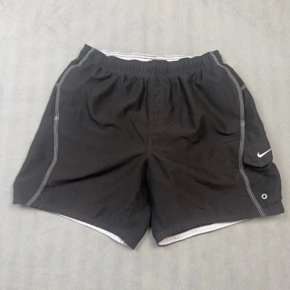 Nike Mens Swim Trunks Black Mesh Lined Cargo Pocket Shorts Large
