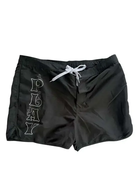 Playboy by PacSun Black PLAY Graphic Swim Trunks Size L