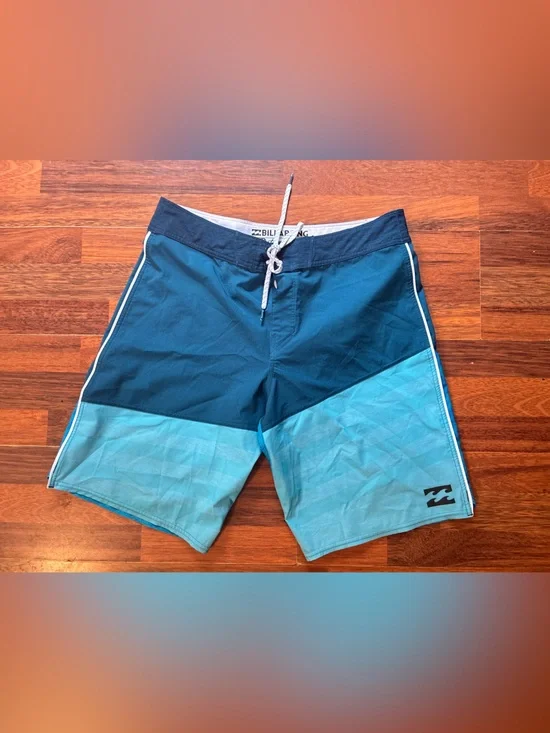 Billabong Men’s Navy and Teal Colorblock Swim Board Shorts