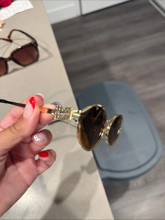 Gold Round Sunglasses - Designer Style Women Accessories