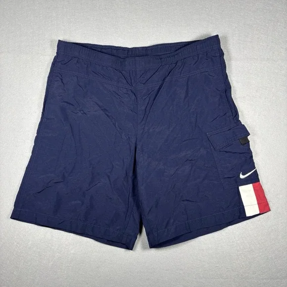Vintage Nike Black Tag Red White Blue Shorts Swim Trunks Mesh Lined Men's Size S