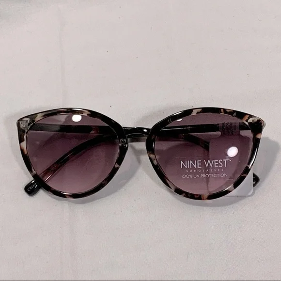 NWT Nine West Brown Marbled Rounded Cat’s Eye Sunglasses