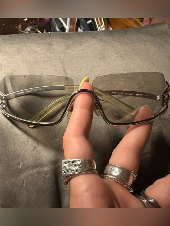 Versace Women's Gray Gradient Rimless Sunglasses with Gold Accents