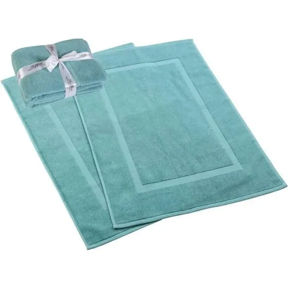 (2 Pack, Aqua , 21 Inch by 34 Inch) - 100% Ringspun Cotton Bath Mat/Bath Rugs