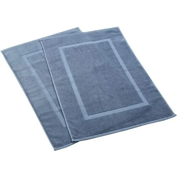 (2 Pack, Blue, 21 Inch by 34 Inch) - 100% Ringspun Cotton Bath Mat/Bath Rugs