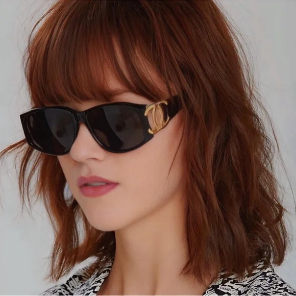 Chanel 02461 CC Logo Vintage Sunglasses in Black Hue