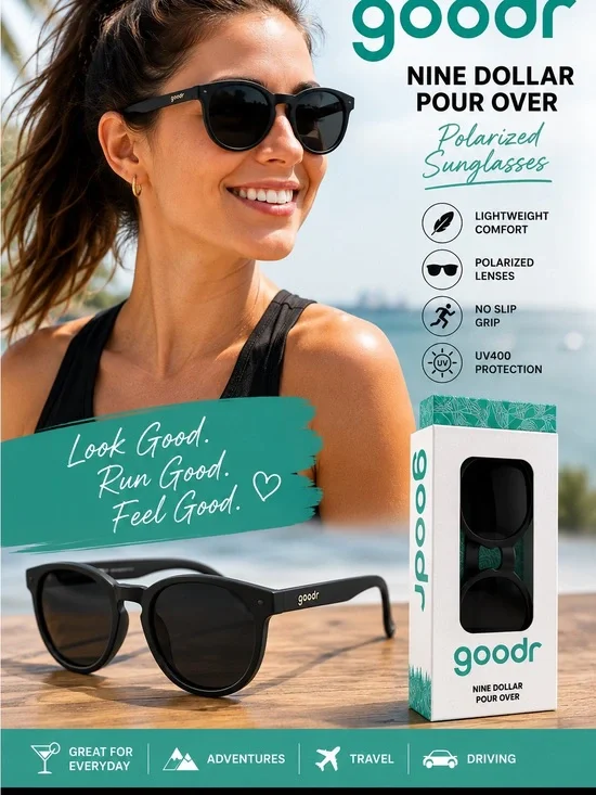 Goodr Unisex Polarized Sunglasses - Black