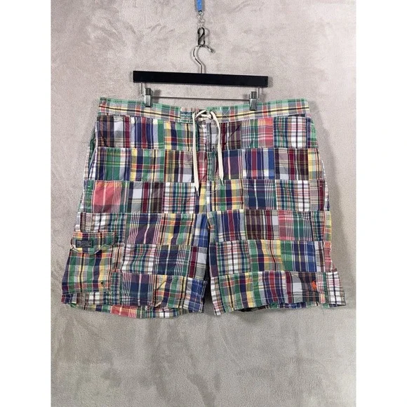Polo Ralph Lauren Madras Plaid Swim Shorts Mens XLT Big Multicolor Trunks
