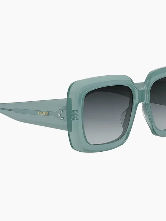 Celine 54mm Square Sunglasses in Translucent Teal with Gradient Lenses