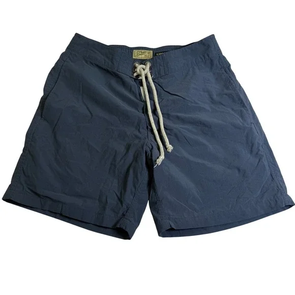 J.Crew Original Shortboard Swim Trunks Mens 30 Navy Blue 7 Inseam Nylon