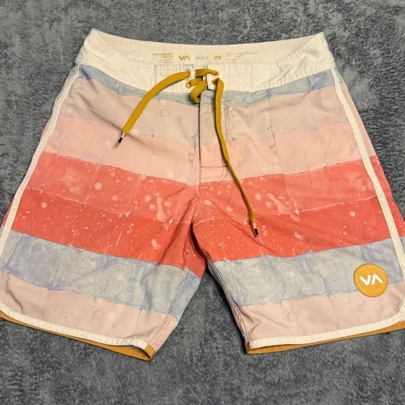 RVCA Mens Board Shorts Performance Stretch Colorful Striped‎ Size 29