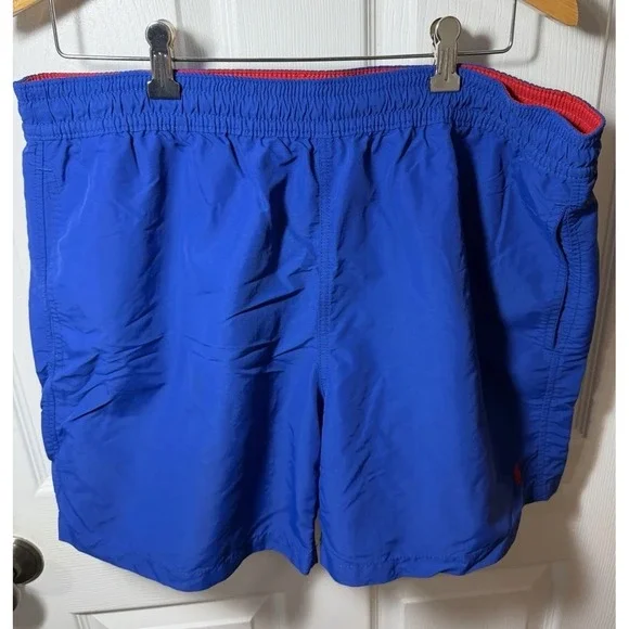 Polo Ralph Lauren Swim Trunks Size Large BlueRed Pony Logo Drawstring Mesh Lined