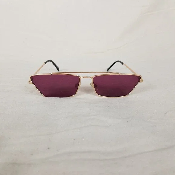 Geometric Sunglasses Womens Purple Gold Excellent Double Bridge Retro