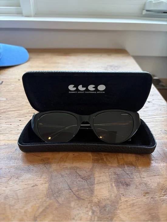 Garrett Leight Cleo Black Sunglasses with Dark Lenses